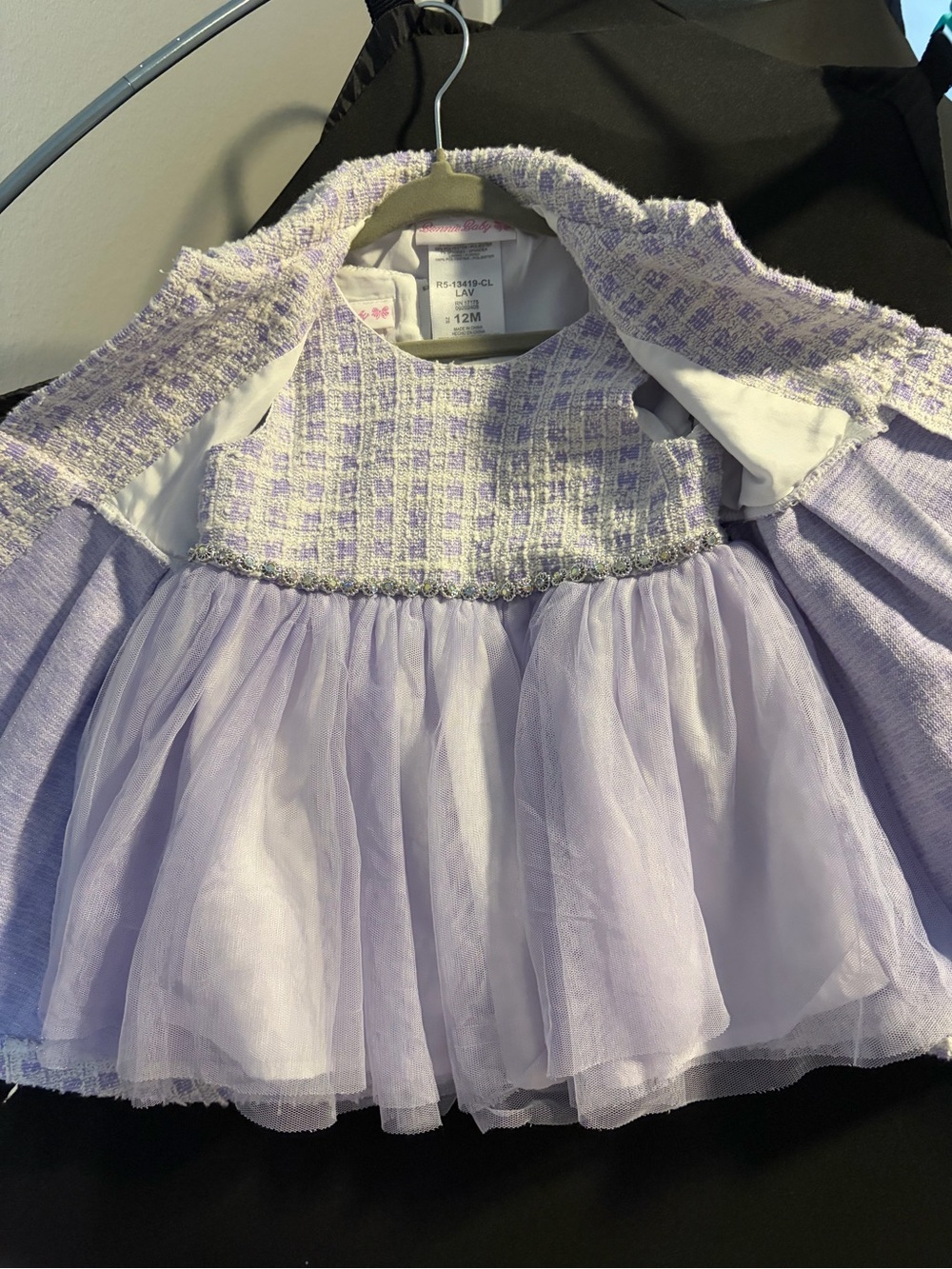 Bonnie Baby Lavender and White Tweed Coat and dress set 12 M